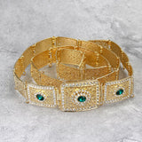 Green/crystal gold Bridal Belt