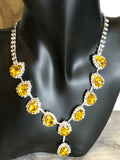 Crystal drop jewellery set (Yellow)