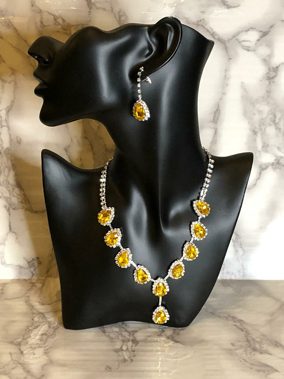 Crystal drop jewellery set (Yellow)