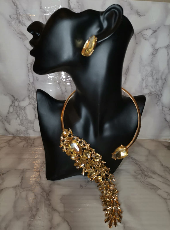Crystal gold jewellery set