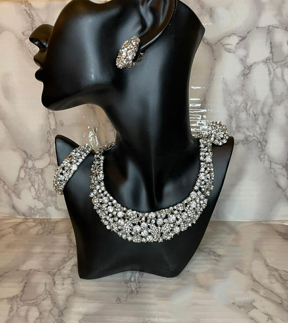 Crystal silver Jewellery set