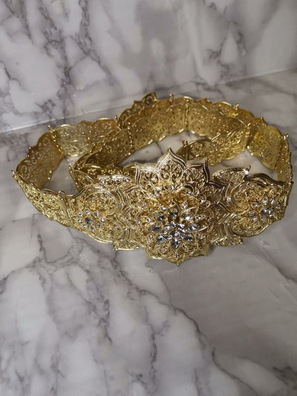 Crystal gold waist belt