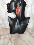 Red Square Crystal drop earrings