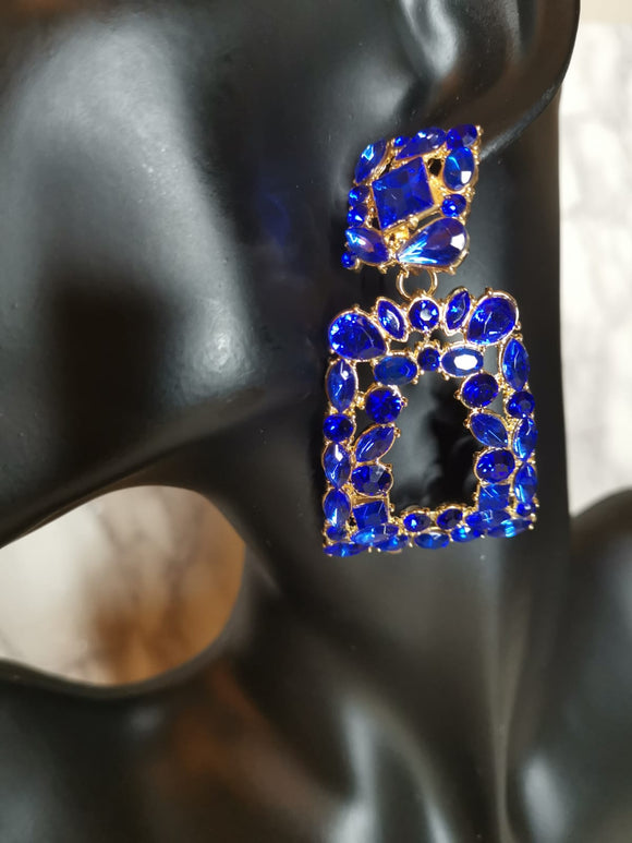 Blue Square Crystal drop earrings
