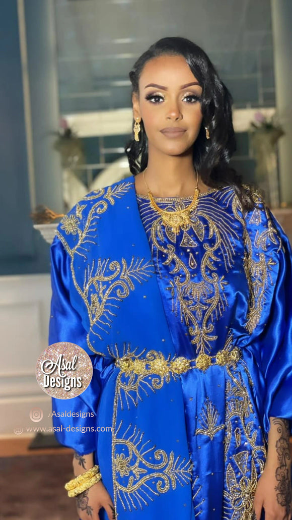 Hafsa Royal blue - Dahabluul Collection :Somali bridal dirac