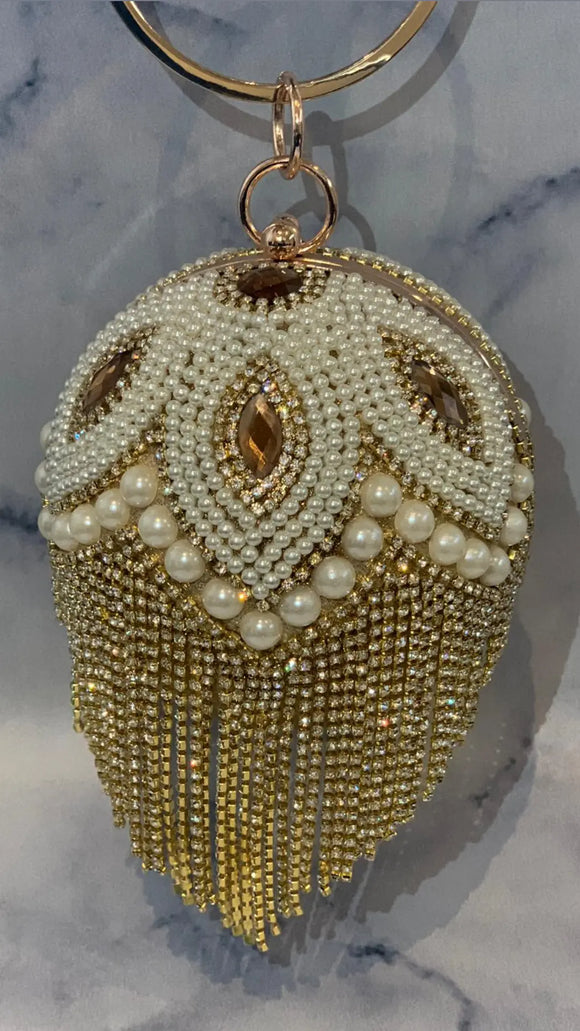 Luul Bilic bag - Golden ball shaped  with pearls