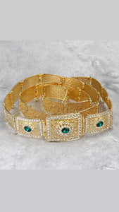 Green/crystal gold Bridal Belt
