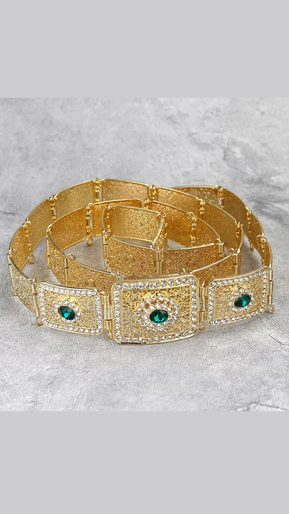 Green/crystal gold Bridal Belt