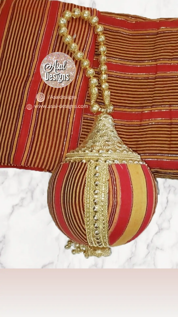 Bridal bag (hido iyo dhagan fabric RED/GOLD)