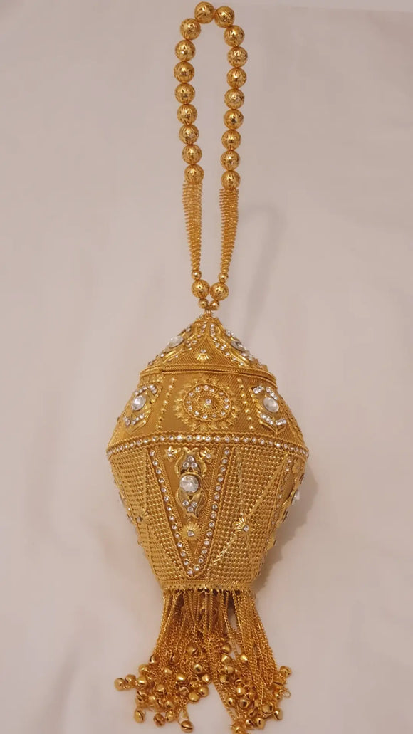 Diamond shaped bridal bag(gold/crystal)