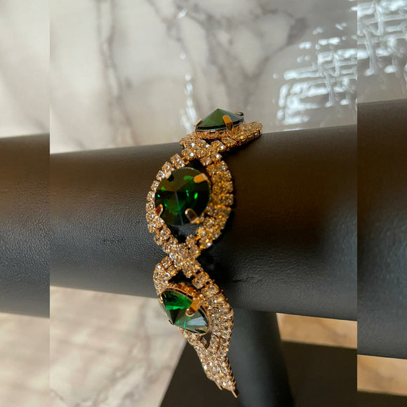 Crystal silver/green bracelet