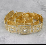 Gold/crystal square bridal belt