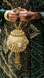 Gold/crystal round bridal bag